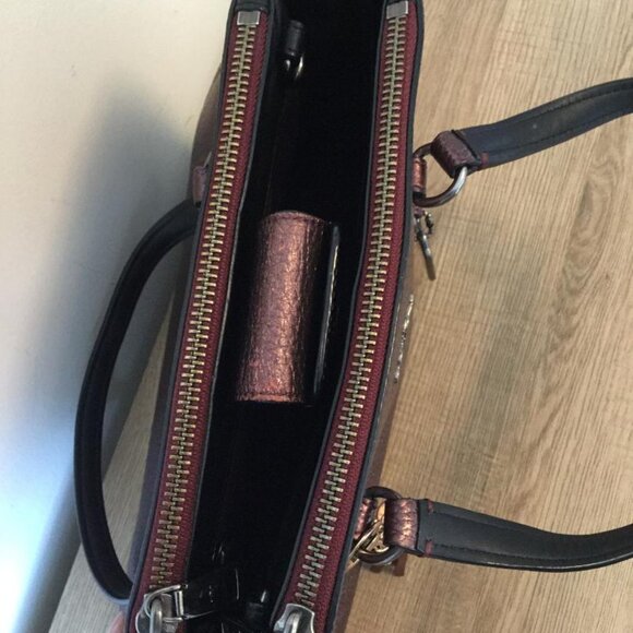 Coach Stanton Carryall Satchel Metallic Cherry Pebbled Leather Detachable Strap - Picture 6 of 10